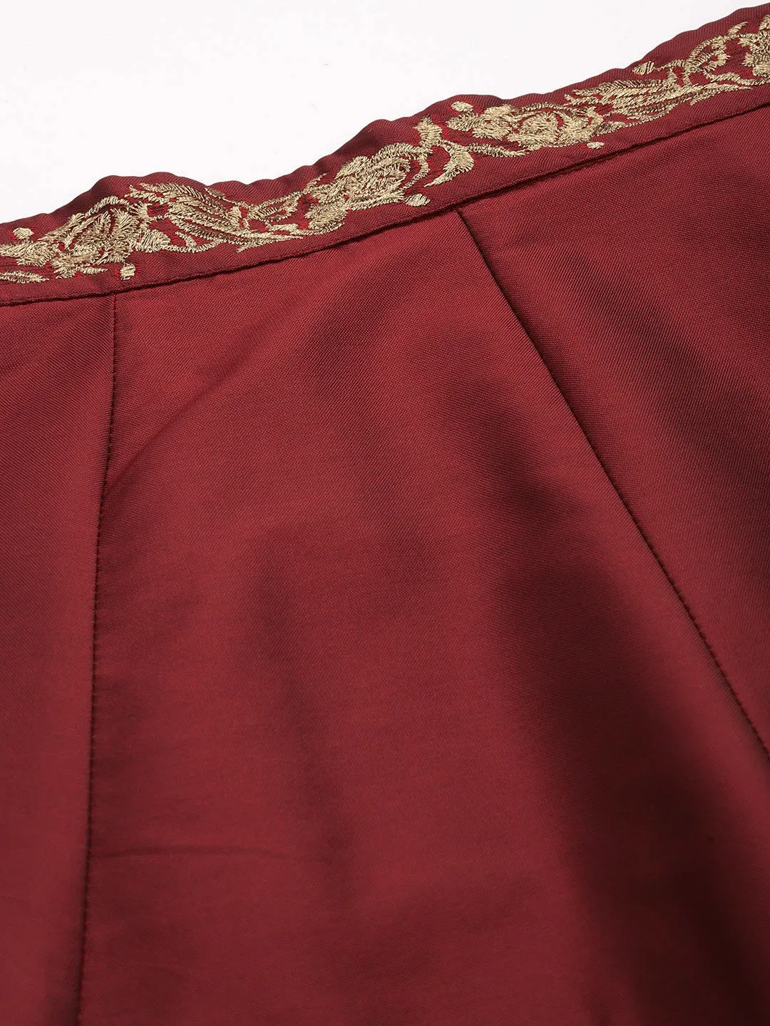 Maroon Embroidered Waistband Anarkali Skirt