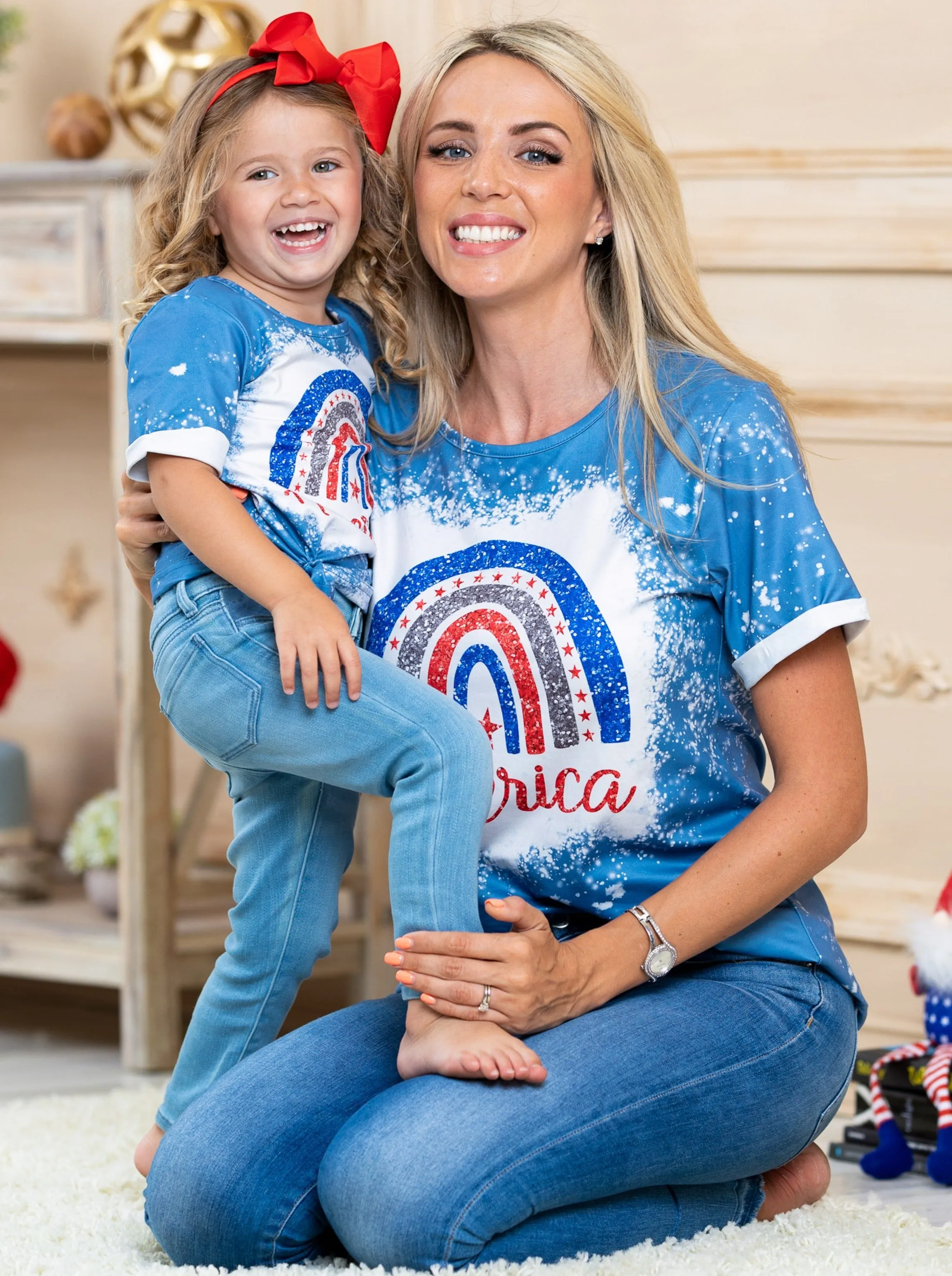 Mommy and Me American Rainbow Top