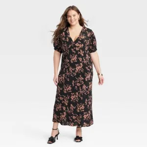 New - A New Day Women's Crepe Flutter Short Sleeve Midi Dress