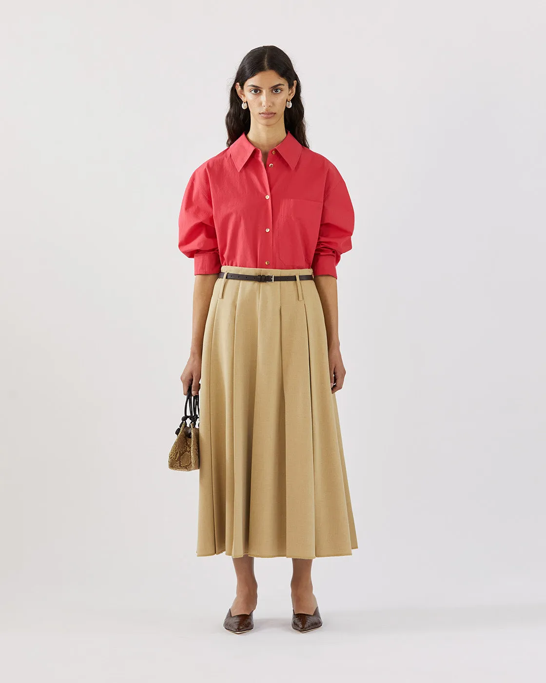 Odette Skirt Tencel Blend Suiting Beige