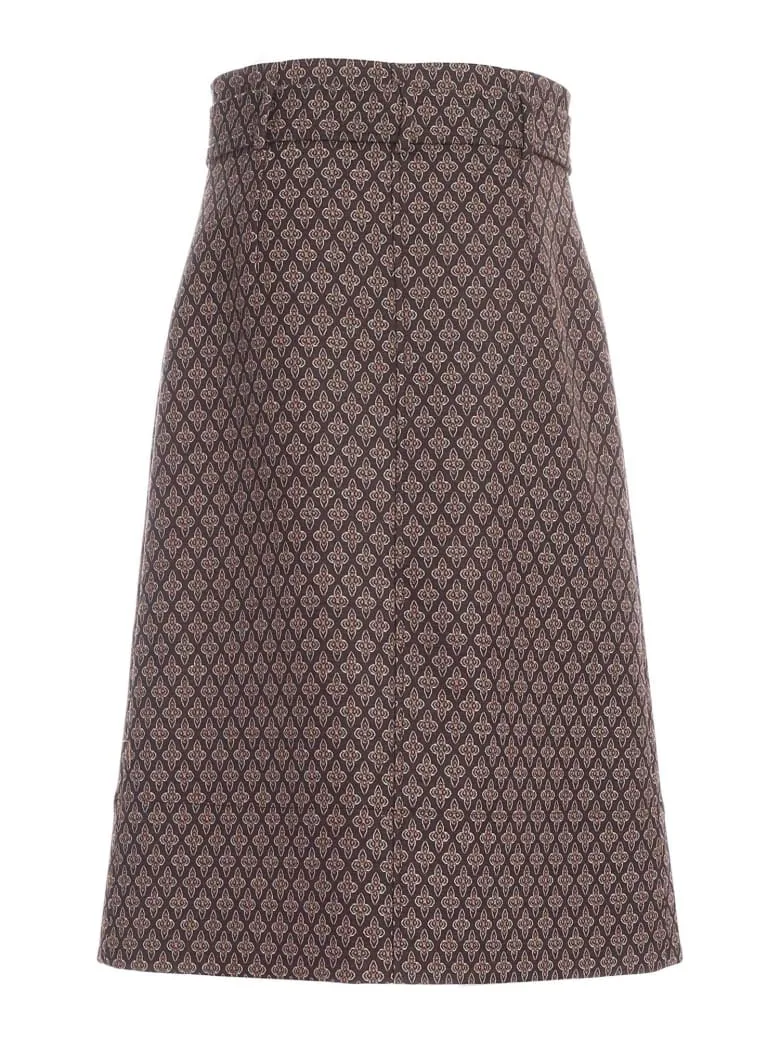 Olivia Printed Skirt - Brown