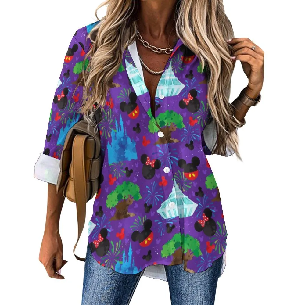 Park Hopper Fireworks Long Sleeve Button Up Blouse