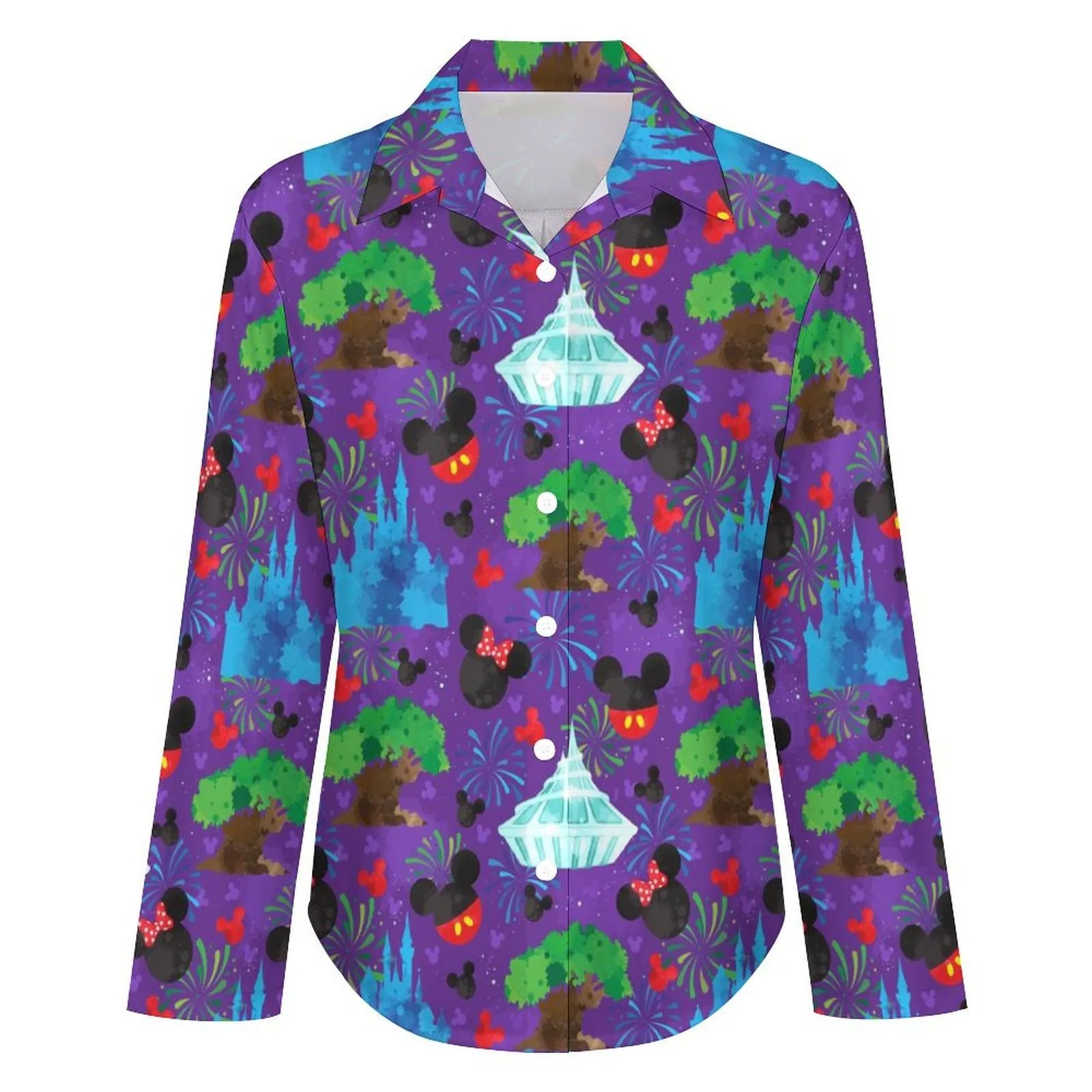 Park Hopper Fireworks Long Sleeve Button Up Blouse