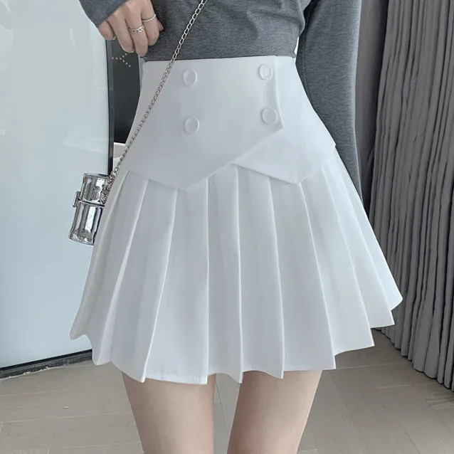 Pleated High Waist A-Line Short Skirt