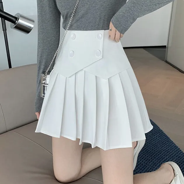 Pleated High Waist A-Line Short Skirt