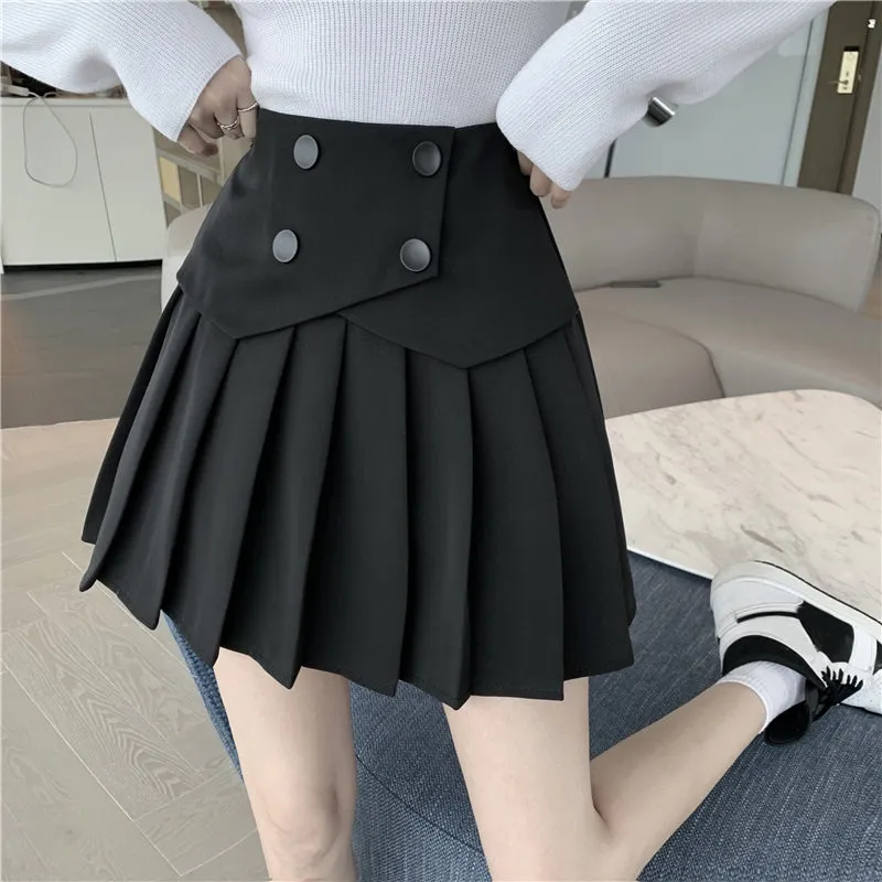 Pleated High Waist A-Line Short Skirt