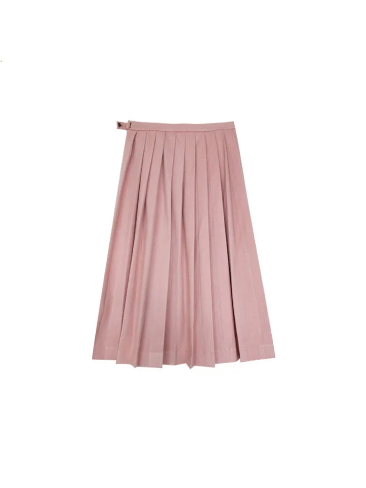 Pretty in Pink Wool Pleated Skirt