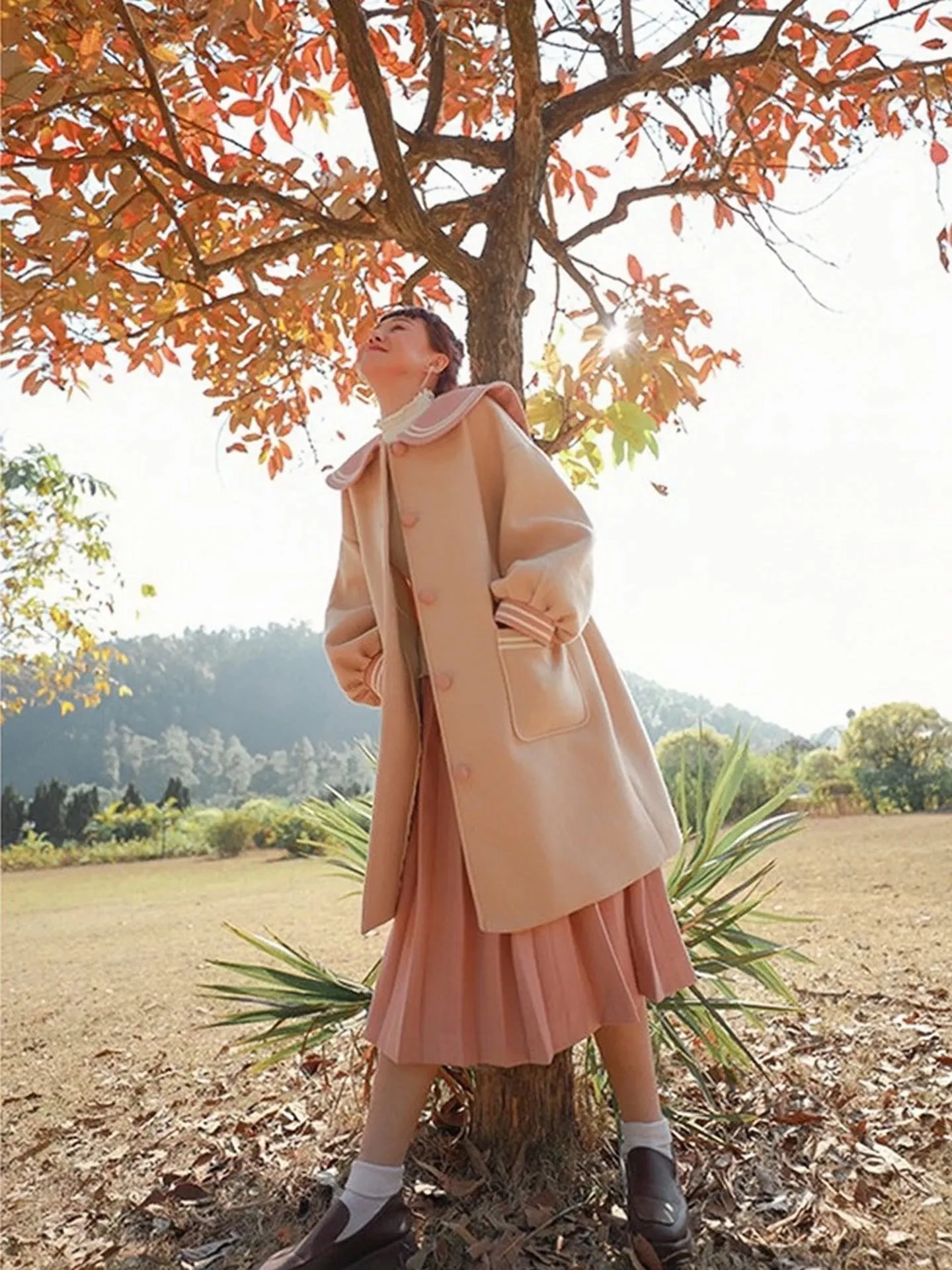 Pretty in Pink Wool Pleated Skirt