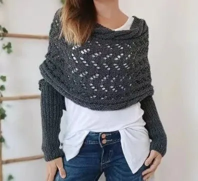 Sally knitted long sleeve shawl