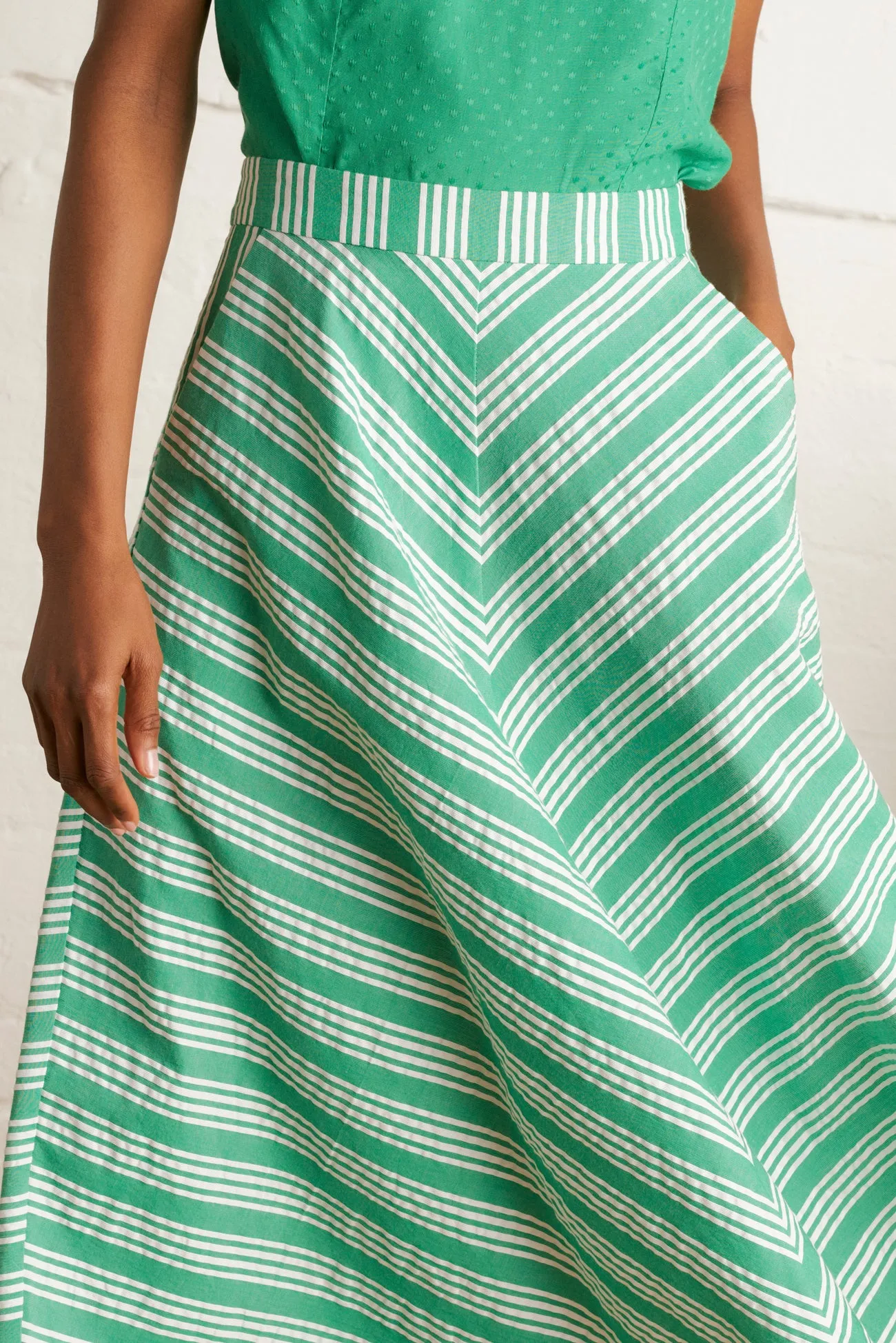 Sandra Beachcomber Stripe Green Skirt