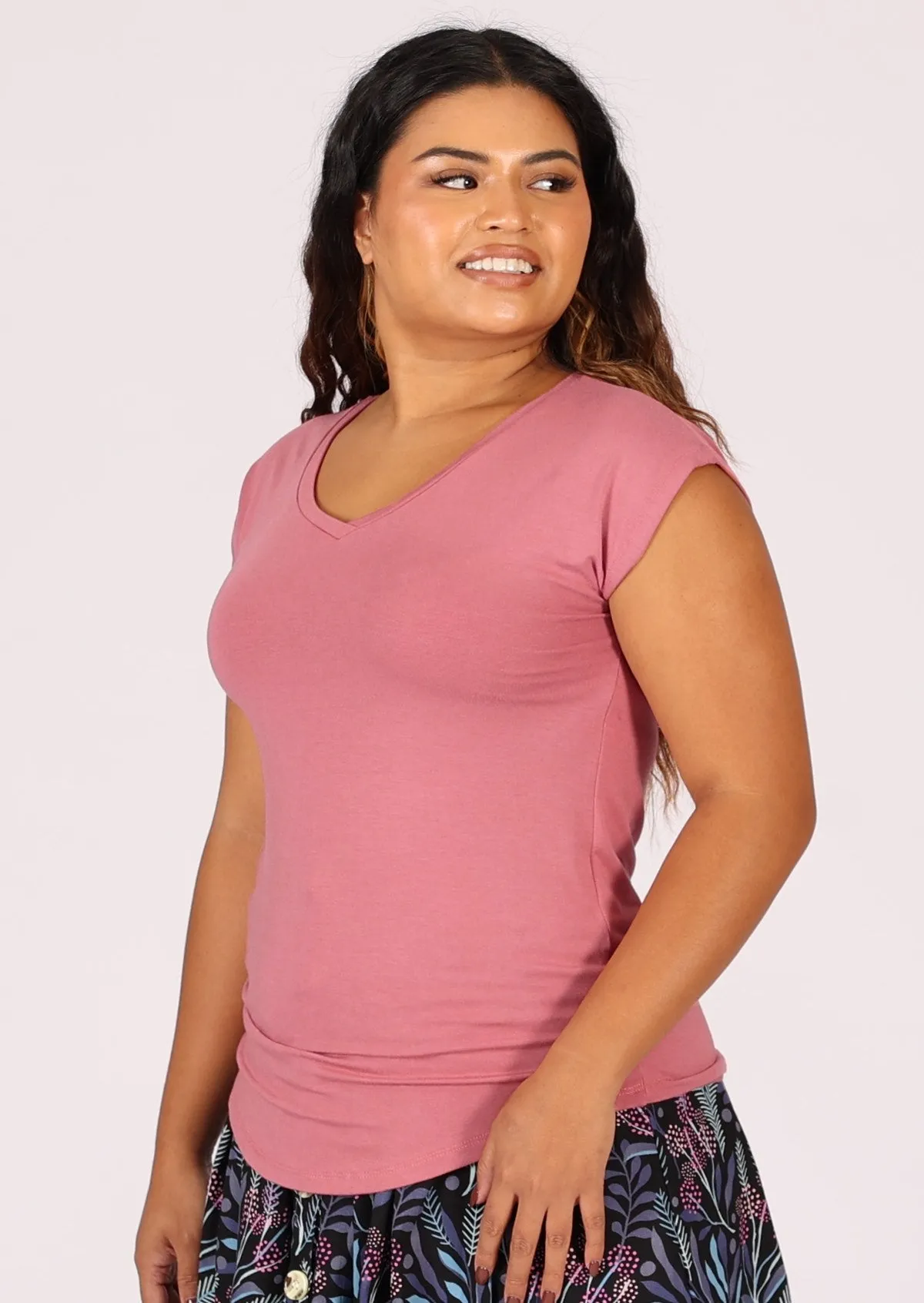 Simple Top V-neck Pink