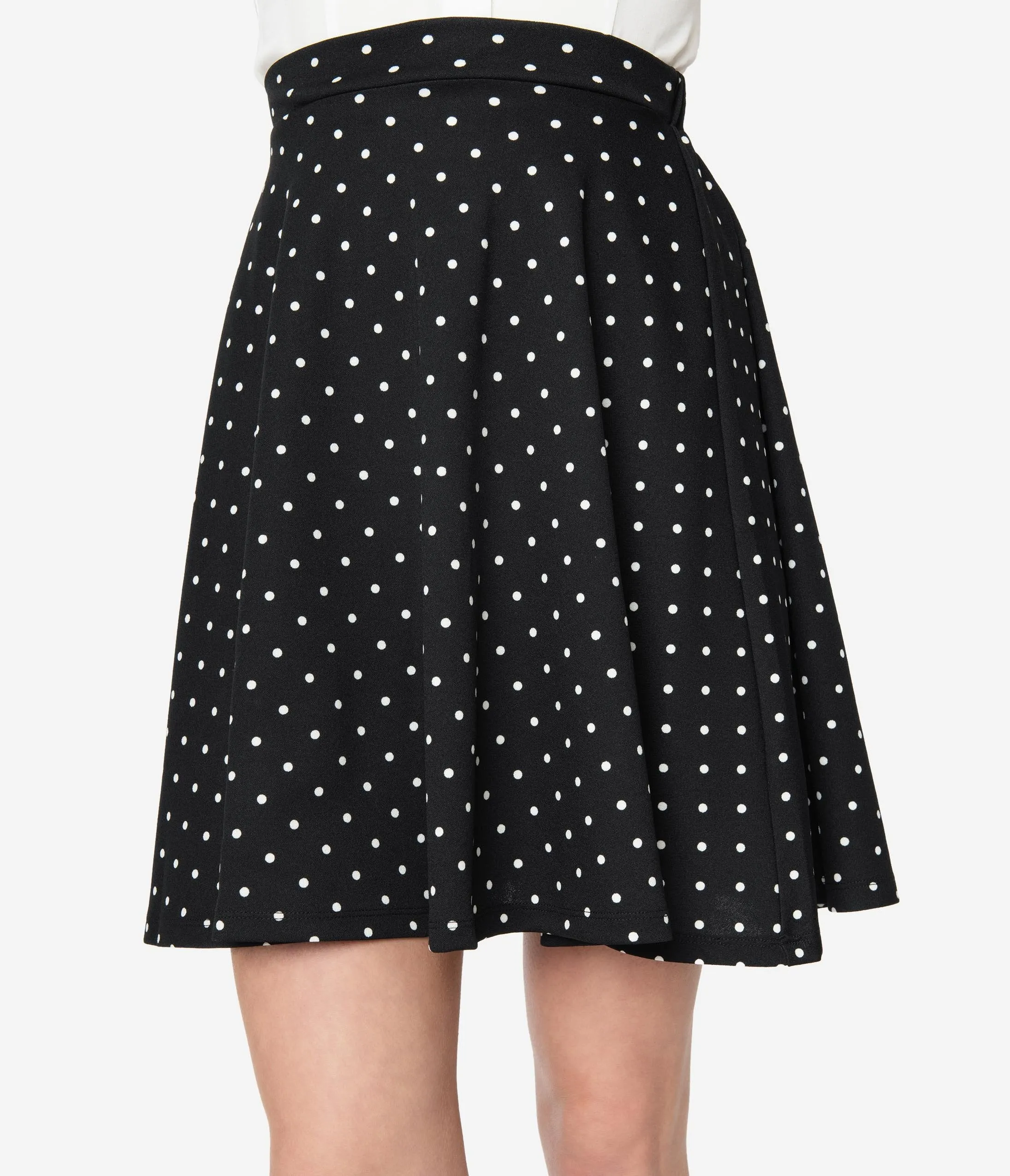 Smak Parlour 1960s Black & White Pin Dot Sweet Talk Flare Skirt