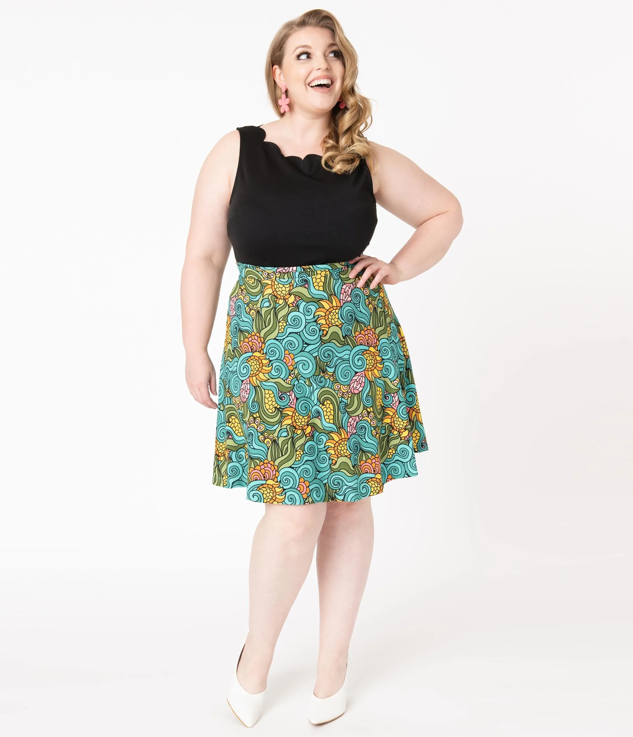 Smak Parlour Plus Size Groovy Floral Sweet Talk Skirt