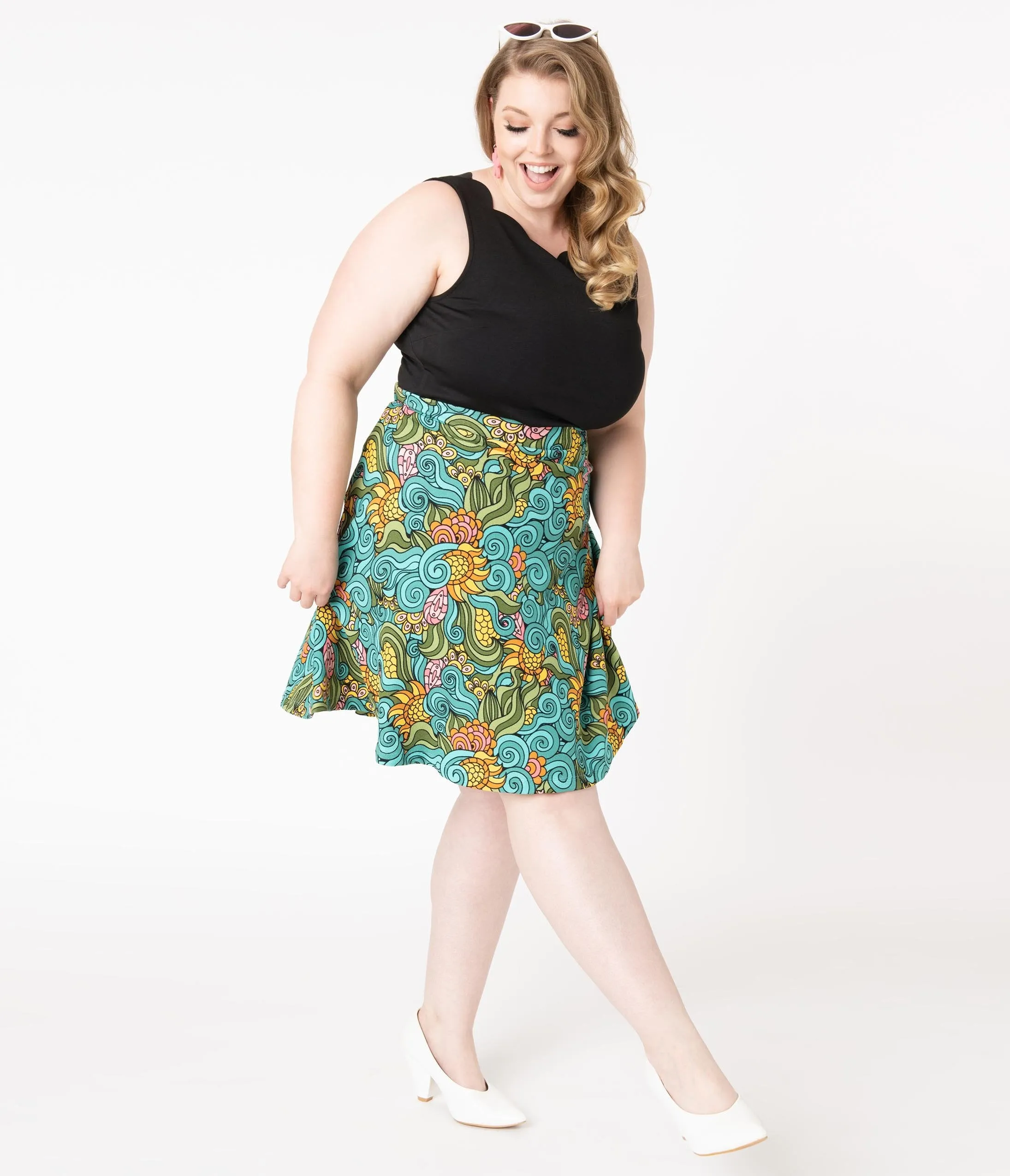 Smak Parlour Plus Size Groovy Floral Sweet Talk Skirt