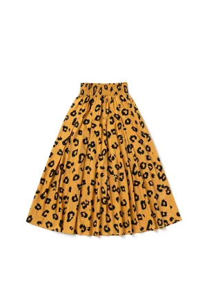 Smocked Waist MIDI Skirt - Cheetah