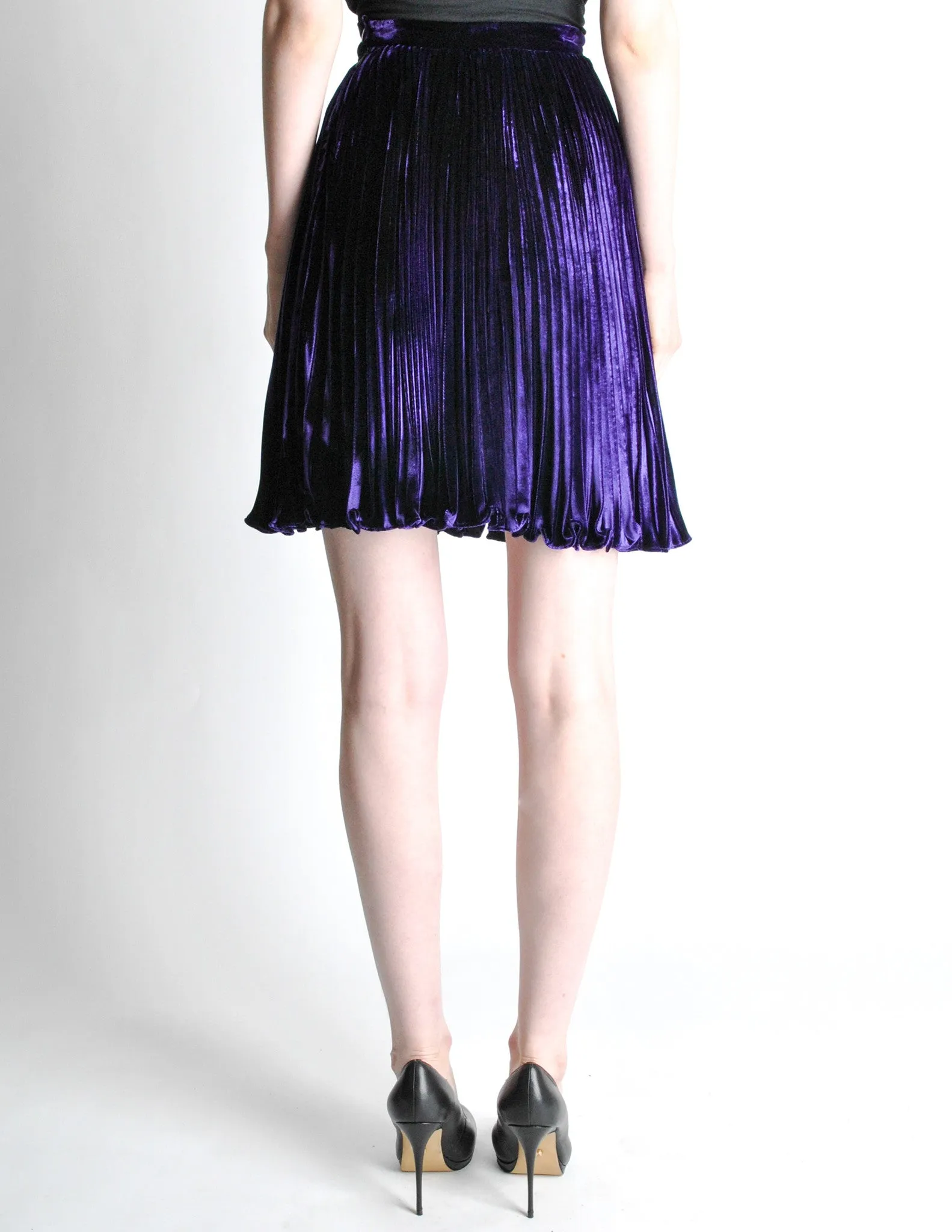 Ungaro Vintage Pleated Purple Velvet Circle Skirt