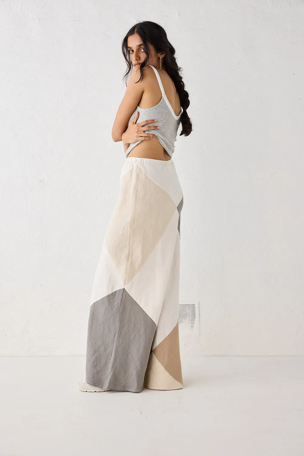 Valencia Bias Cut Linen Maxi Skirt Charcoal