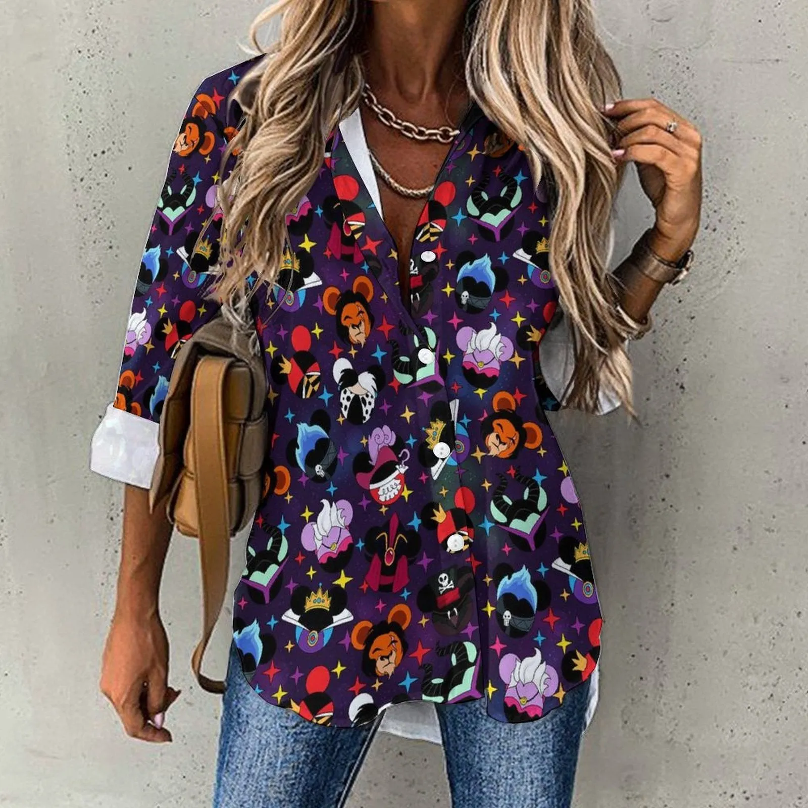 Villains Long Sleeve Button Up Blouse