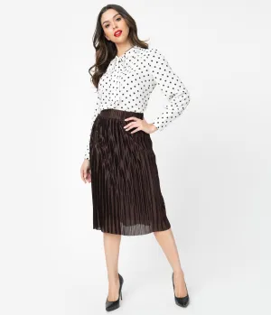 Vintage Style Brown Accordion Pleated Skirt