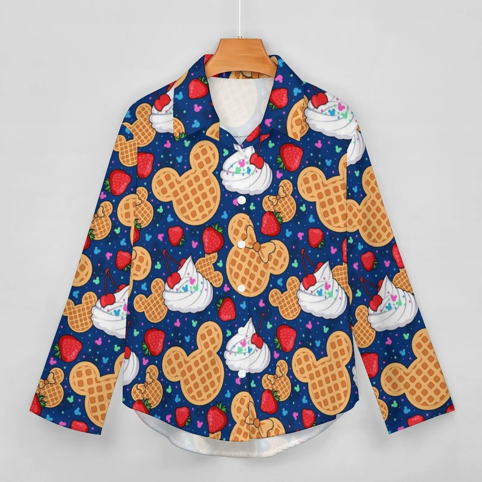 Waffles Long Sleeve Button Up Blouse