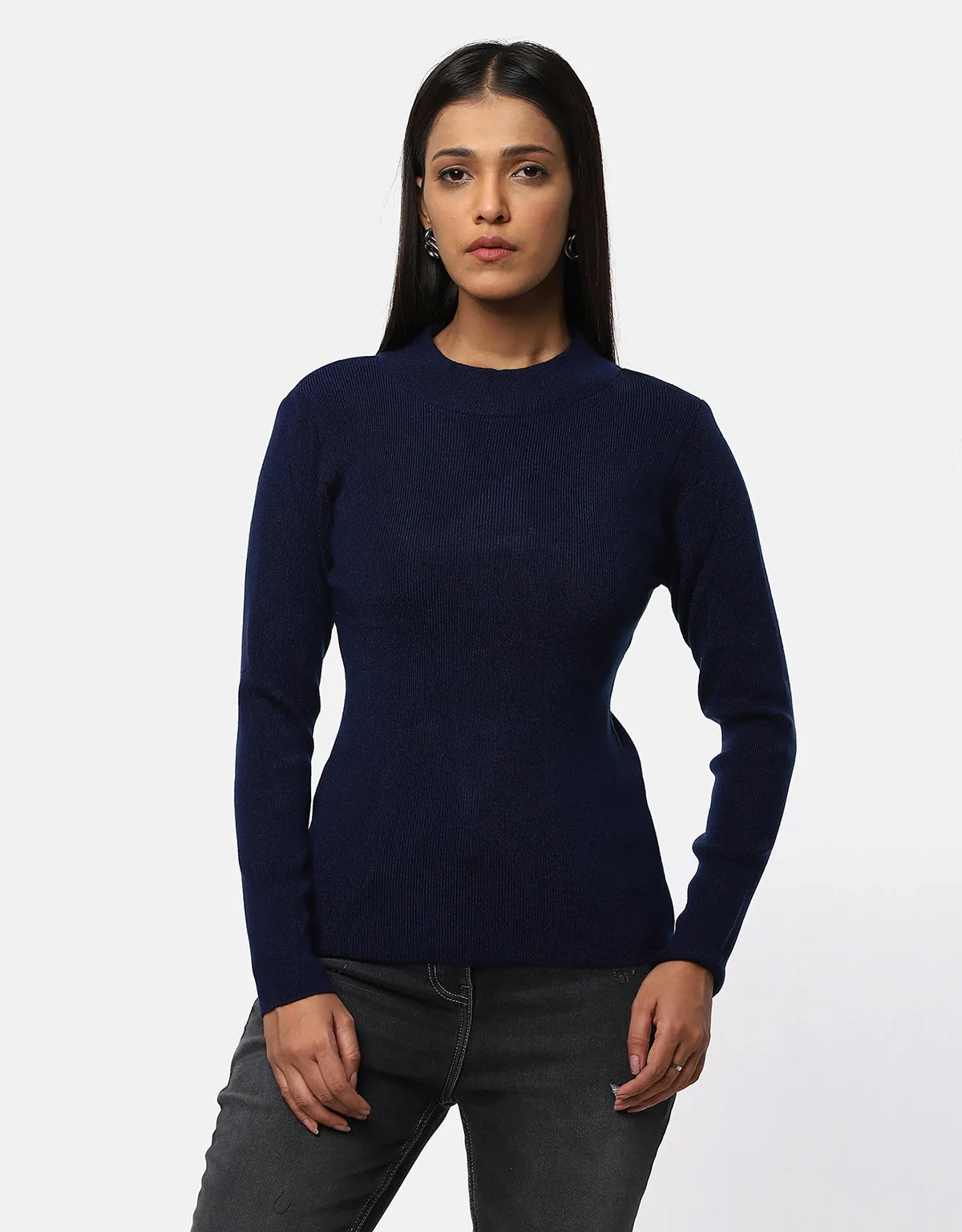 Women Woolen Warm Round Neck Skivvy