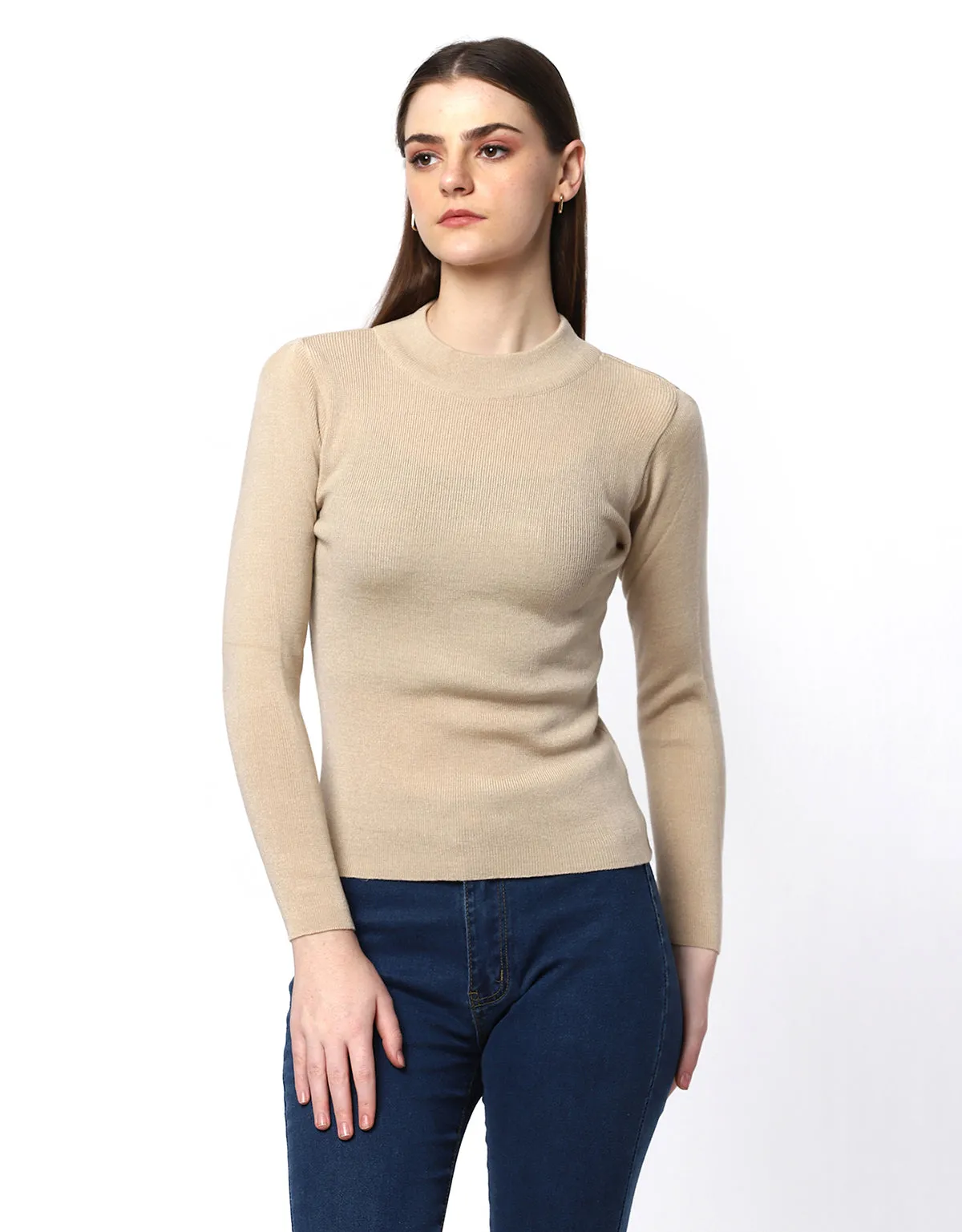 Women Woolen Warm Round Neck Skivvy