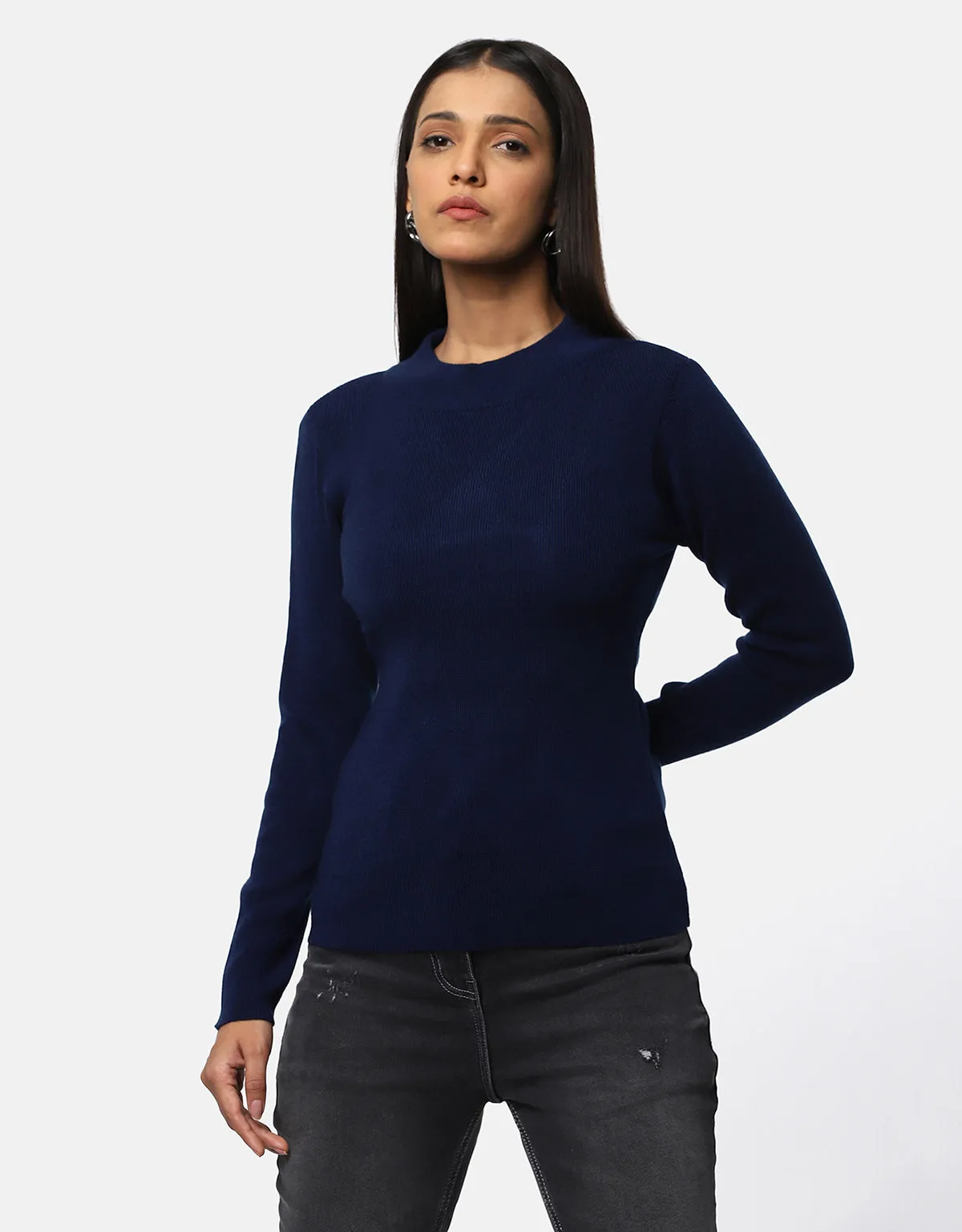 Women Woolen Warm Round Neck Skivvy