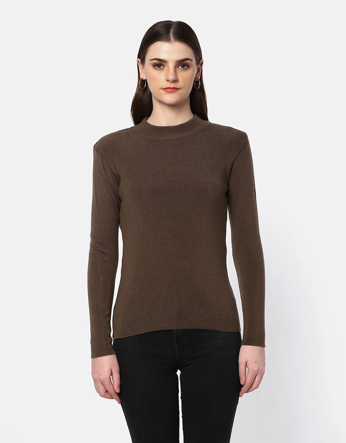 Women Woolen Warm Round Neck Skivvy