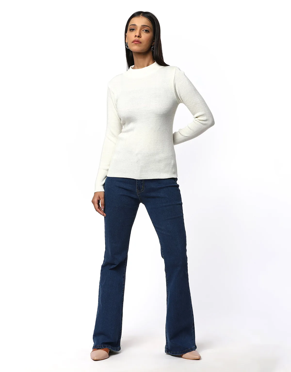 Women Woolen Warm Round Neck Skivvy