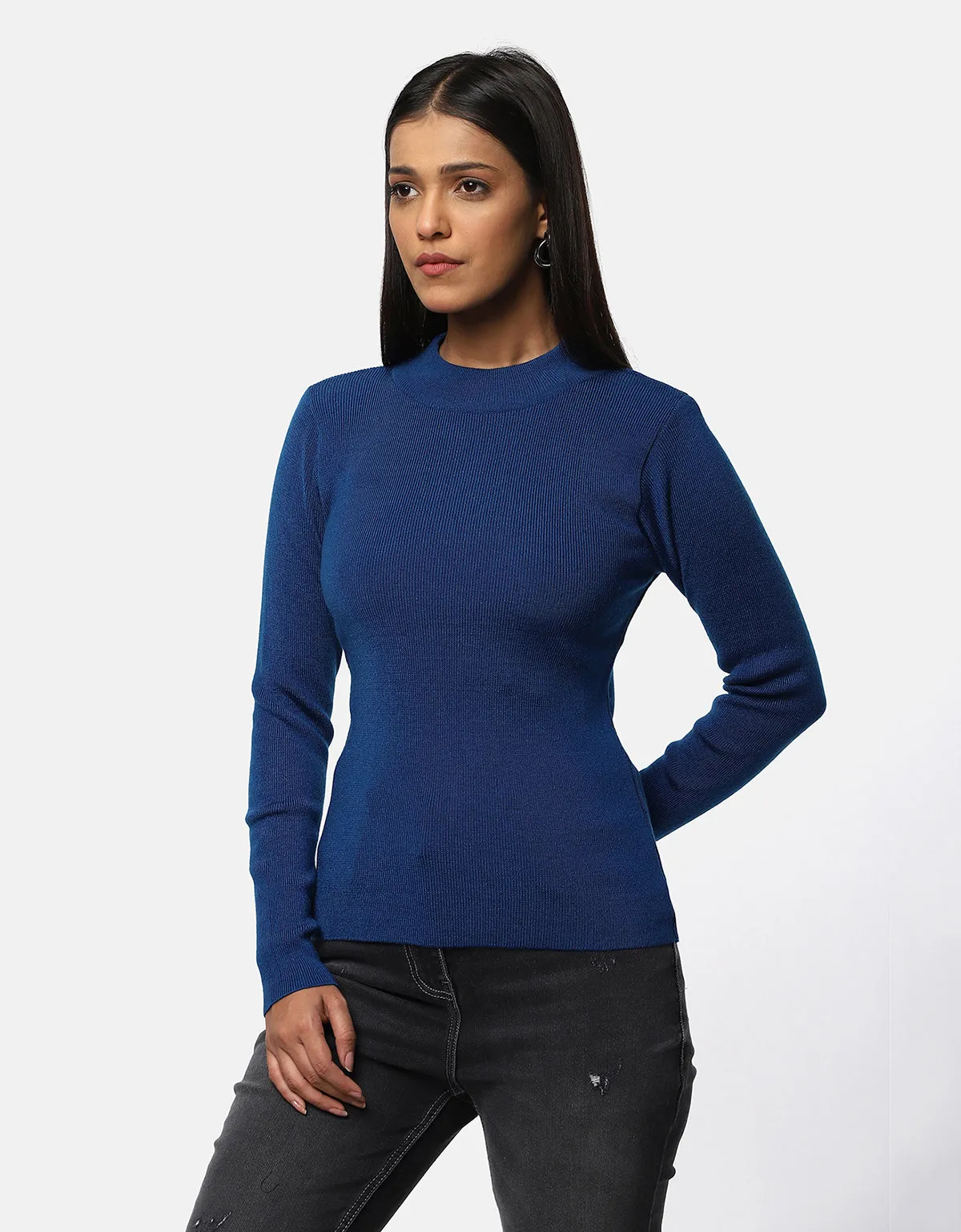 Women Woolen Warm Round Neck Skivvy