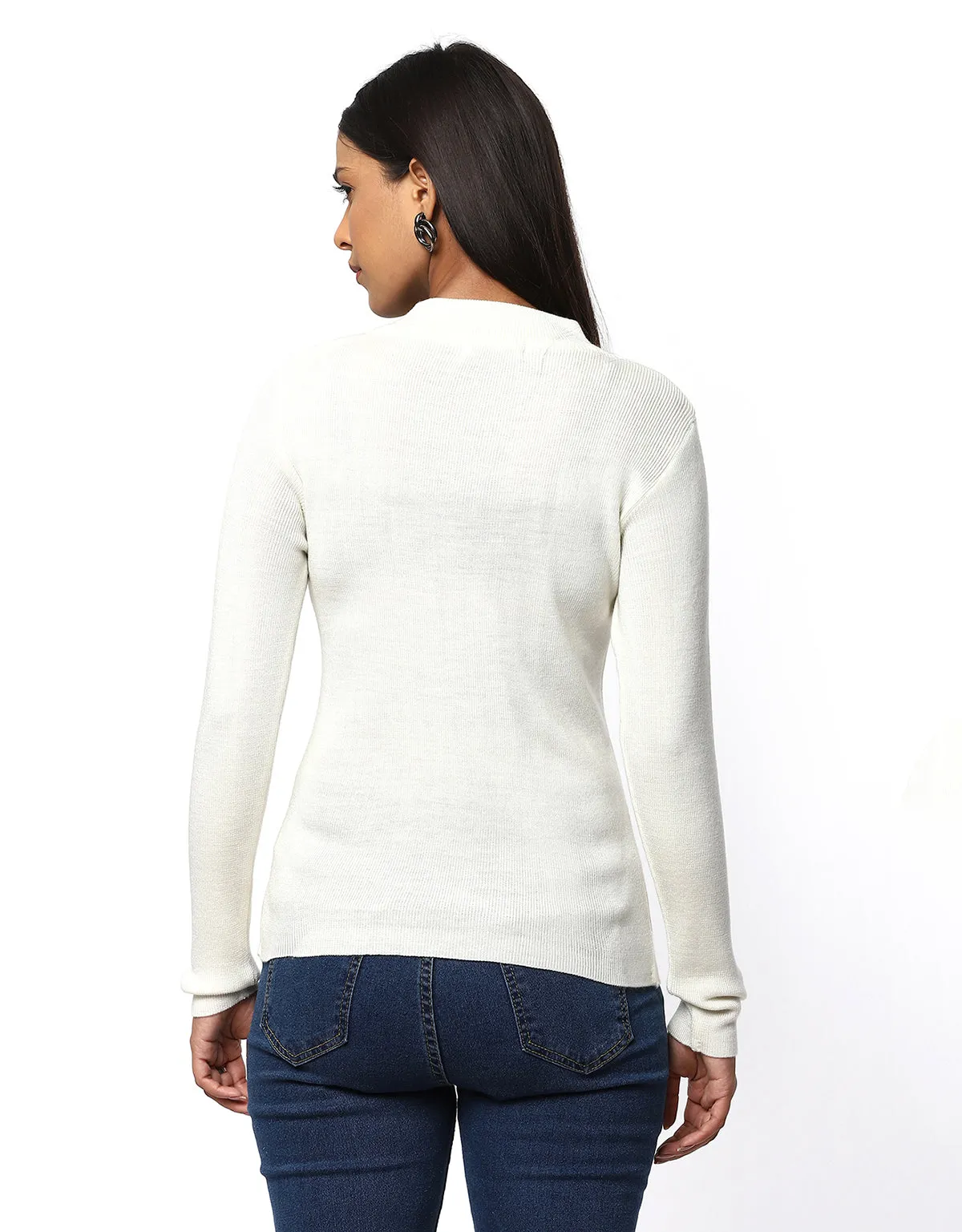 Women Woolen Warm Round Neck Skivvy