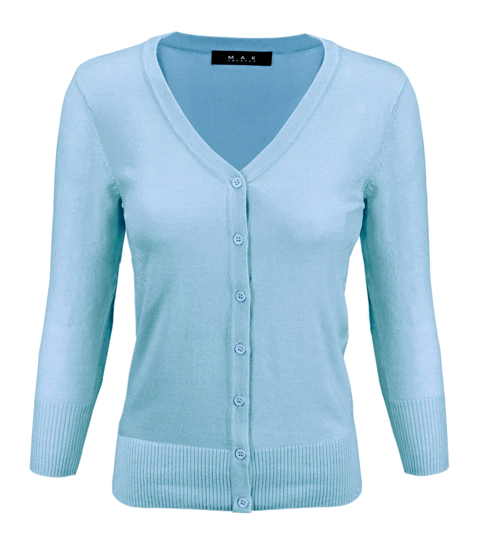 YEMAK Women's 3/4 Sleeve V-Neck Cardigan Sweater CO078PL (1X-3X) PLUS size Option (1 of 2)