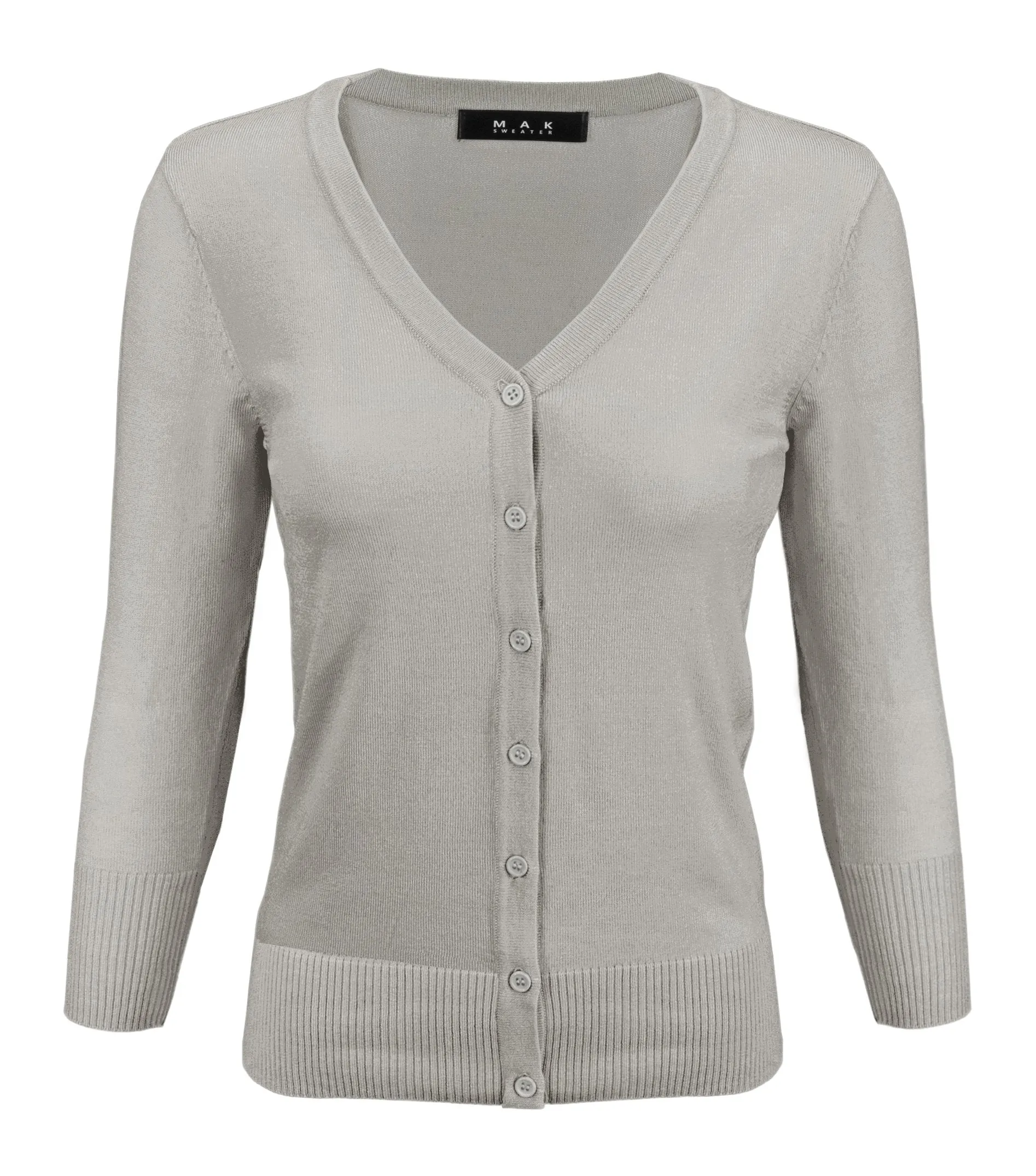 YEMAK Women's 3/4 Sleeve V-Neck Cardigan Sweater CO078PL (1X-3X) PLUS size Option (1 of 2)