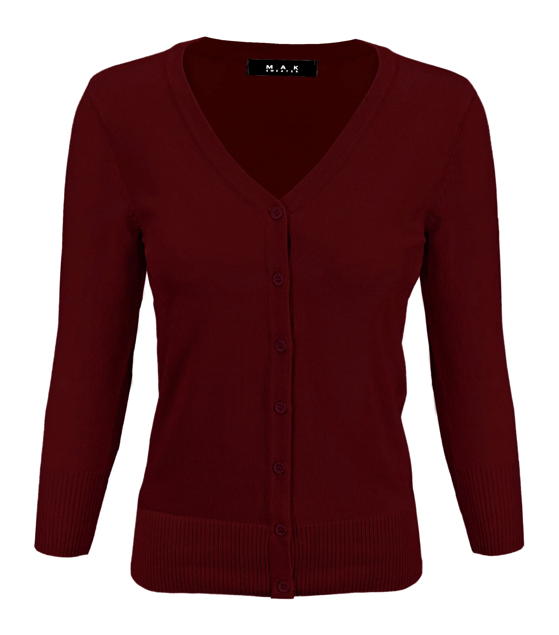 YEMAK Women's 3/4 Sleeve V-Neck Cardigan Sweater CO078PL (1X-3X) PLUS size Option (1 of 2)