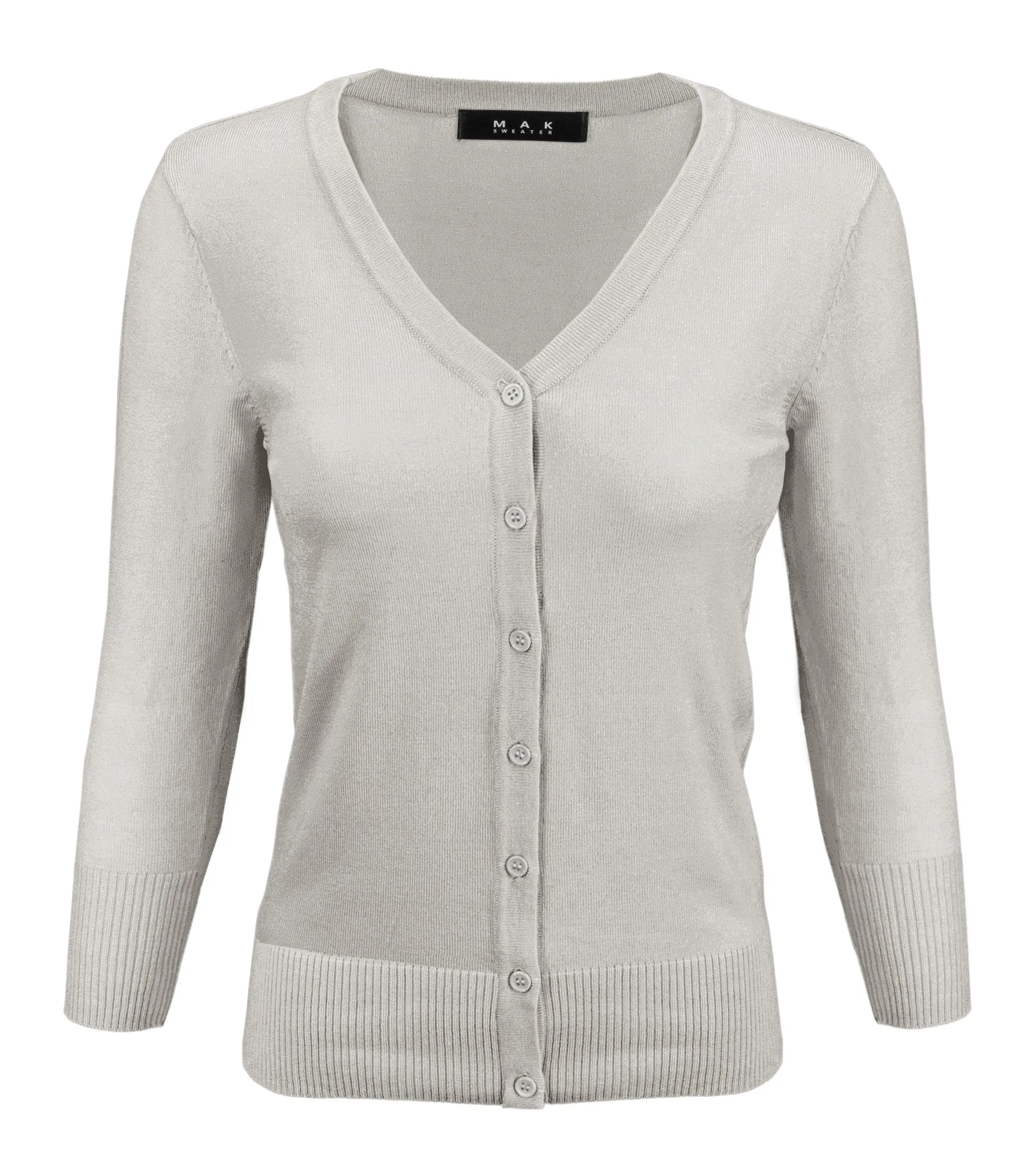 YEMAK Women's 3/4 Sleeve V-Neck Cardigan Sweater CO078PL (1X-3X) PLUS size Option (1 of 2)