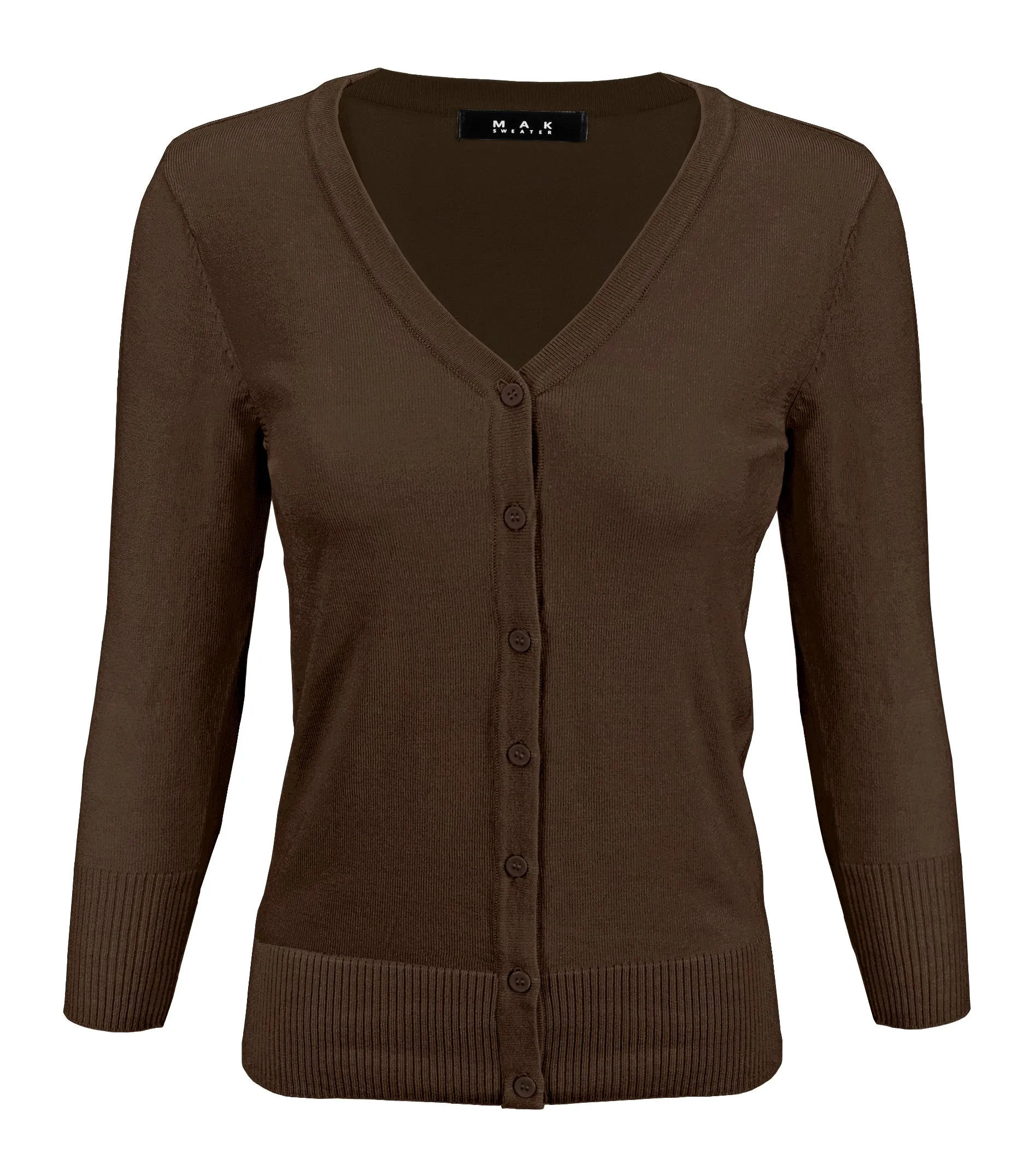 YEMAK Women's 3/4 Sleeve V-Neck Cardigan Sweater CO078PL (1X-3X) PLUS size Option (1 of 2)